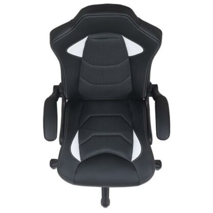 Кресло компьютерное BRABIX "Skill GM-005", откидные подлокотники, экокожа, черное/белое, 532493