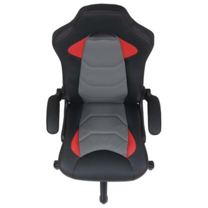 Кресло компьютерное BRABIX "Skill GM-005", откидные подлокотники, экокожа, черное/красное, 532496