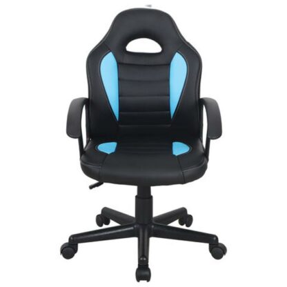 Кресло компьютерное BRABIX "Spark GM-201", экокожа, черное/голубое, 532505