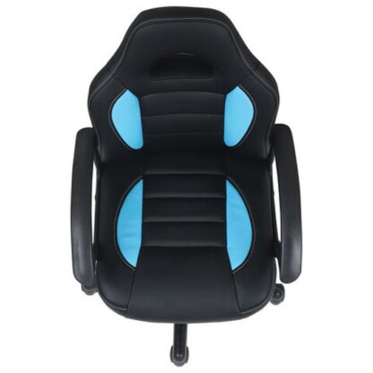 Кресло компьютерное BRABIX "Spark GM-201", экокожа, черное/голубое, 532505