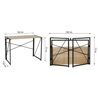 Стол на металлокаркасе BRABIX "LOFT CD-002", 1000х500х750 мм, складной, цвет дуб натуральный, 641214