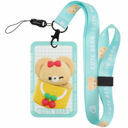 Бейдж на ленте вертикальный с принтом "CUTE BEAR"
