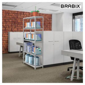Стеллаж металлический BRABIX "MS Plus-185/50-4", 1850х1000х500 мм, 4 полки, регулируемые опоры, 291106, S241BR155402